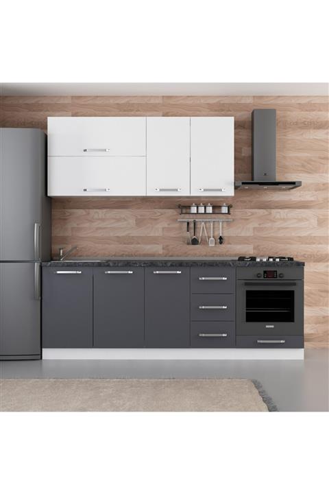 Minar 230 Cm Mutfak Dolabı Beyaz Antrasit 230-a3