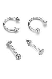 Salyangoz Company 4 Adet Çelik C Piercing Tragus Helix Kıkırdak 2 Farklı Boy Sl4p6v8