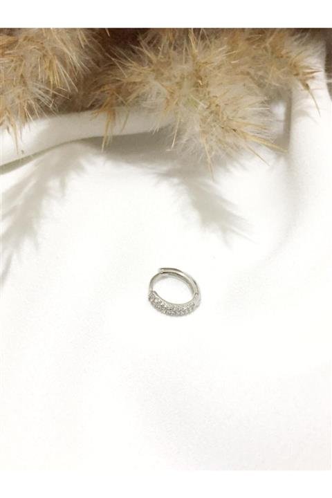 Jaida Moda 316l Cerrahi Çelik Gümüş Renk Zirkon Taşlı Ince Halka 6mm Kıkırdak, Tragus, Helix Piercing