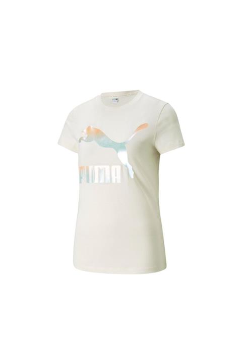 Puma Classics Logo Tee Kadın Günlük Tişört 53007788 Krem