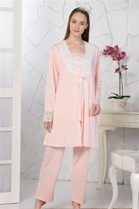 Emose Kadın Lohusa Sabahlıklı Pijama Takım