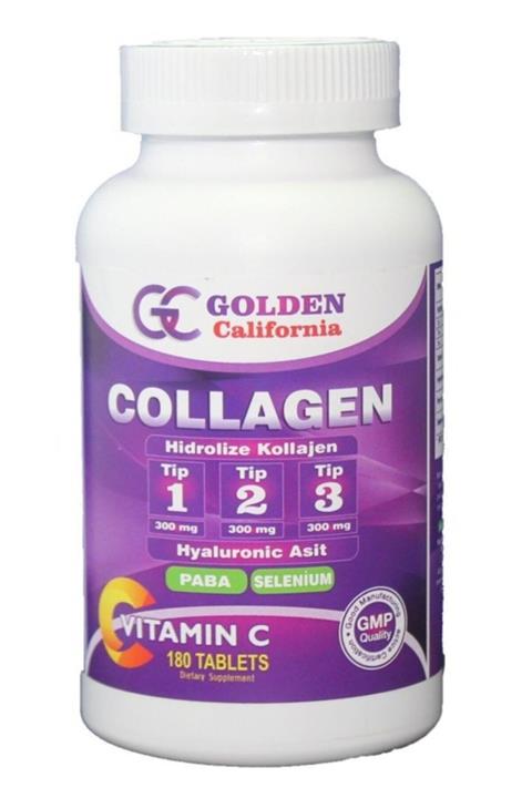 Golden California Collagen Hidrolize Tip 1-2-3 Hyaluronik Asit Paba Selenyum Vitamin C 180 Tablets