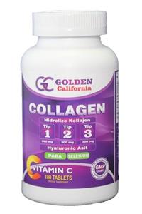 Golden California Collagen Hidrolize Tip 1-2-3 Hyaluronik Asit Paba Selenyum Vitamin C 180 Tablets