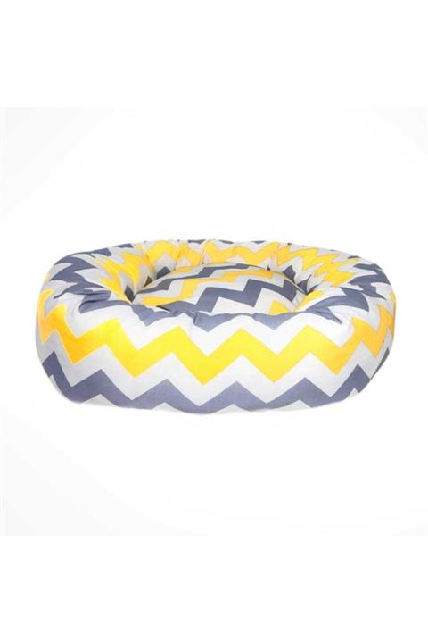 Nerotex Sarı Zigzag Kedi Simit Yatağı