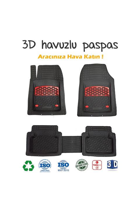 SAFİR 2013 Model Citroen Nemo Için Havuzlu Tip Universal Paspas - Kırmızı Kromajlı