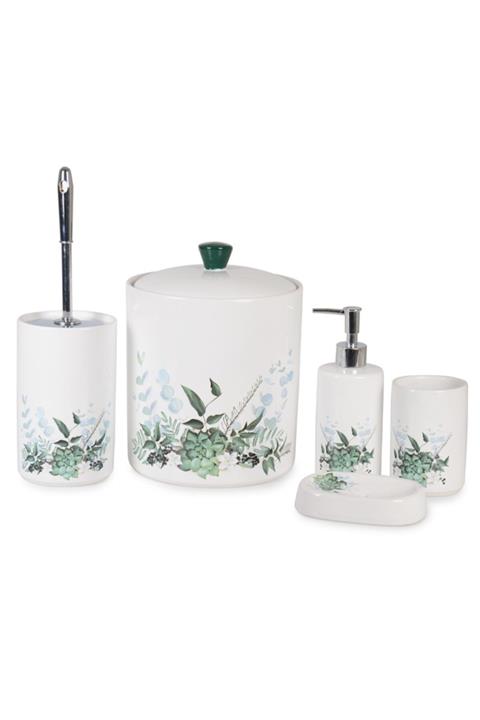 LEONS HOME Okaliptüs Seramik Banyo Seti 5 Lı