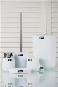ACAR Beyaz Lumea Gümüş Çerçeve 5'li Akrilik Oval Banyo Seti 11183