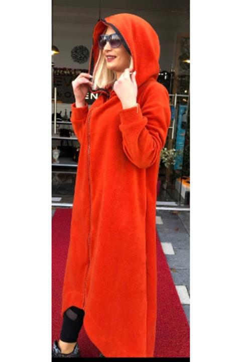 NEVİNCE Fermuar Detaylı Uzun Polar Hırka