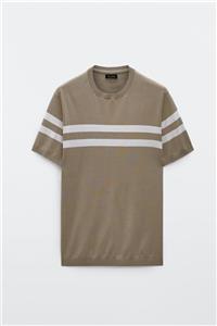 Massimo Dutti Erkek Çizgili Pamuklu Triko T-Shirt 00908422