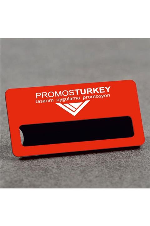 PROMOSTURKEY Kırmızı Metal Pencereli Yaka Isimliği