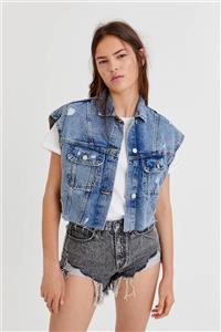 Pull & Bear Paçaları Dikişsiz Denim Şort