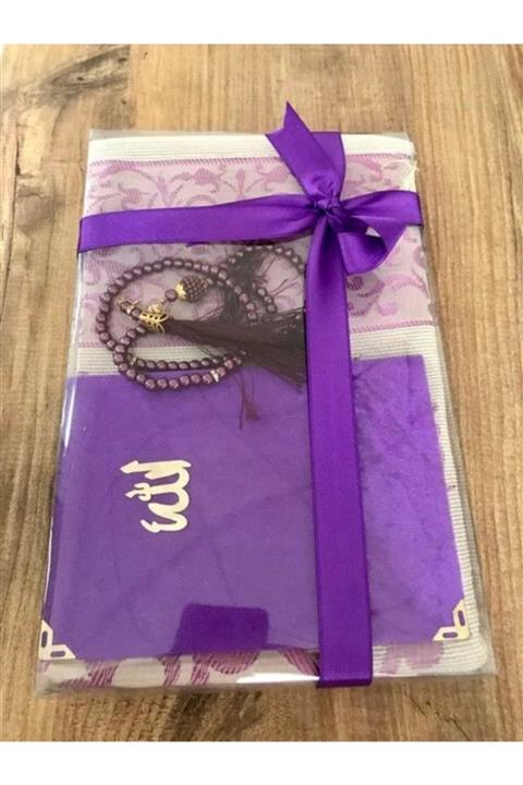 ÇAPA 3 Parça Seccade Seti.1 Seccade 1 Yasini Şerif 1 Tesbih Mor Renk