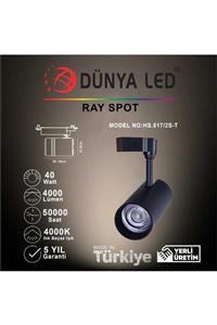 DÜNYA LED Hs.517/2s-t 40w Cob Led Ray Spot Siyah 4000k Ilık Beyaz Işık Trifaze