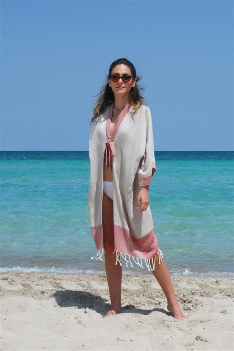 Anasanya Kadın Bej Peştemal Plaj Elbisesi