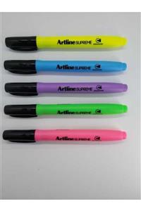 artline Supreme Kalem Tipi Fosforlu Kalem 5 Canlı Renk Set