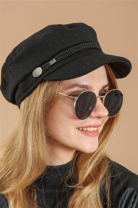 HemenALbence Unisex Siyah Kaptan Denizci Şapka