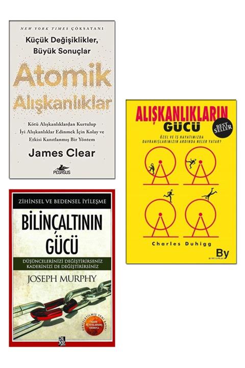 Betonsu Tasarım Alışkanlıkların Gücü - Charles Duhigg + Atomik Alışkanlıklar + Bilinçaltının Gücü / 3 Kitap Set