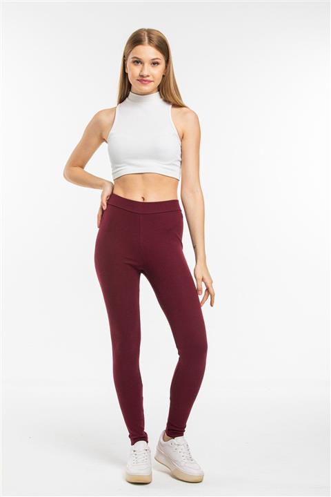 BİATEKS Kadın Yüksek Bel Bordo Tayt