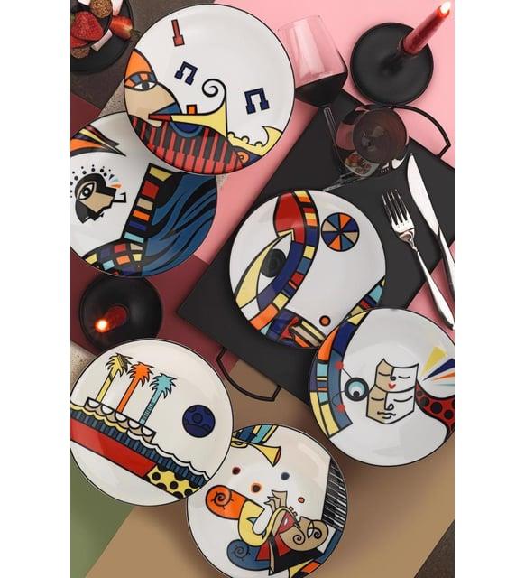 Kütahya Porselen Free Time 6'lı Pasta Tabağı 21 Cm