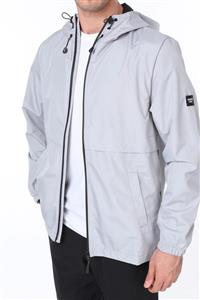 GHASSY CO. Erkek Gri Rüzgarlık/Yağmurluk Outdoor Yırtmaç Detaylı Mevsimlik Spor Ceket