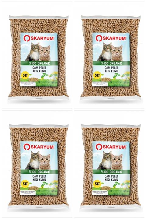 OSKARYUM Çam Pelet Kedi Kumu 5 Lt × 4 Adet