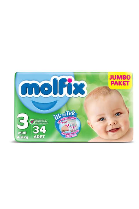 Molfix Bebek Bezi 3 Numara Mini 34 Adet 4-9 Kg