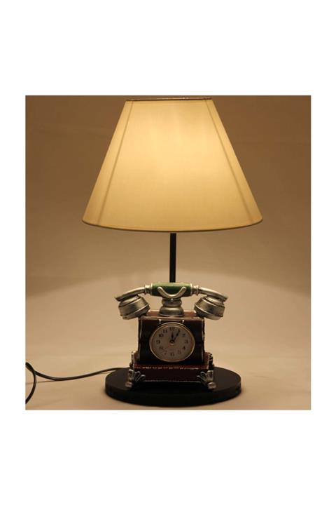 HEDİYE FİKRİ Nostaljik Telefon Tasarımlı Saatli Abajur