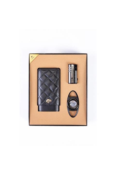 COHİBA Üçlü Kesici Çakmak Kılıf Set