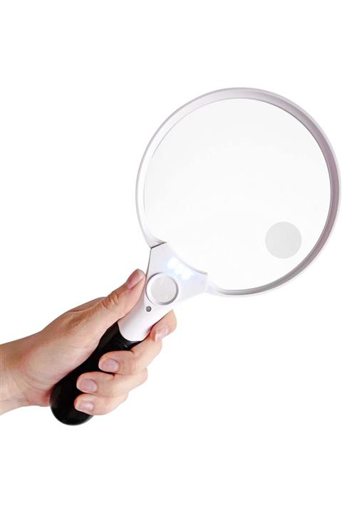 valkyrie 13,5cm Büyük Boy 3 Led Li 3 Mercekli El Tipi Büyüteç