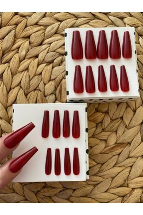 SYBELLE KOZMETİK 100 Adet Kırmızı Balerin Takma Tırnak