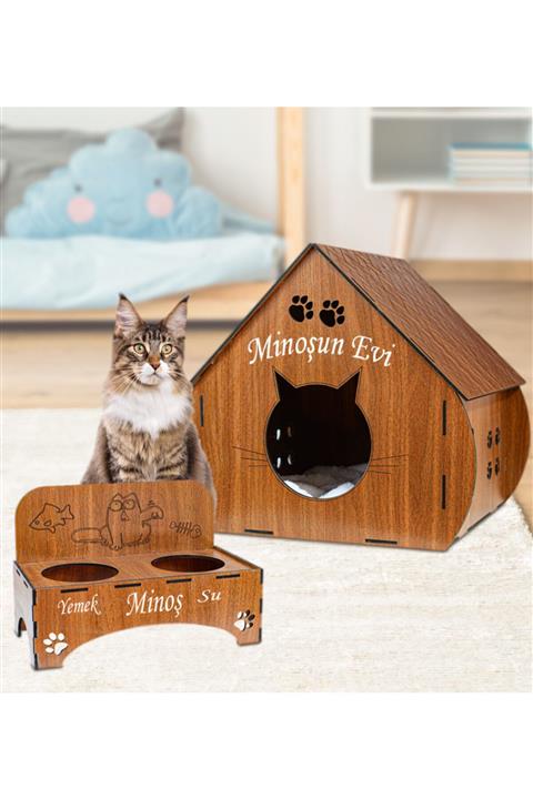 Özgüner Oyuncak Ahşap Dekoratif Kedi Evi 3mm Mdf