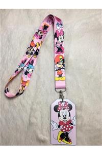 Hediyebum Pembe Minnie Mause Boyun Askısı ve Dik Kartlık