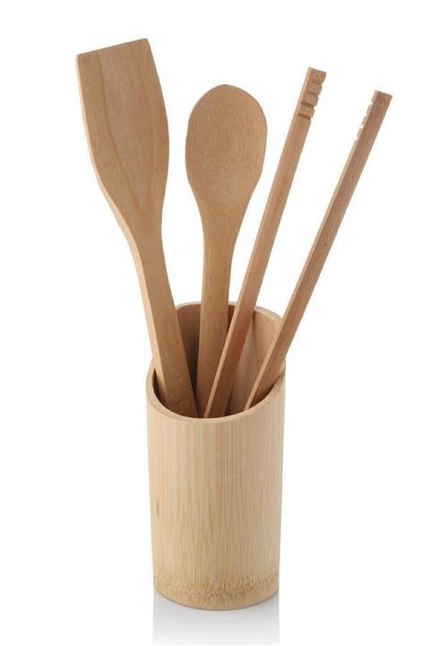 TEDARİKET Bambu Kaşık Maşa Spatula Set