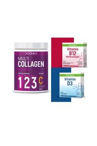 Voonka Multi Collagen Powder-kolajen Takviyesi 300gr + B12 Vitamini Metilkobalamin 20 Ml +d3 Vitamini 20 Ml