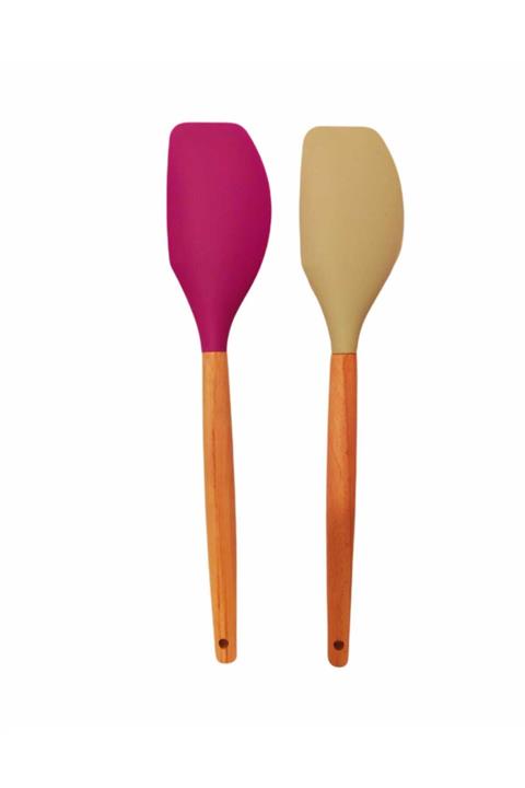 naturalife Yanmaz Yapışmaz Ahşap Saplı Lüks Spatula Set 2 ' Li 30 Cm