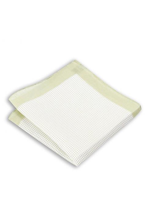 1001 Kravat Kaz Ayağı Desenli Açık Yeşil Renkli 33x33 Cm Ölçülerinde Keten Cep Mendili