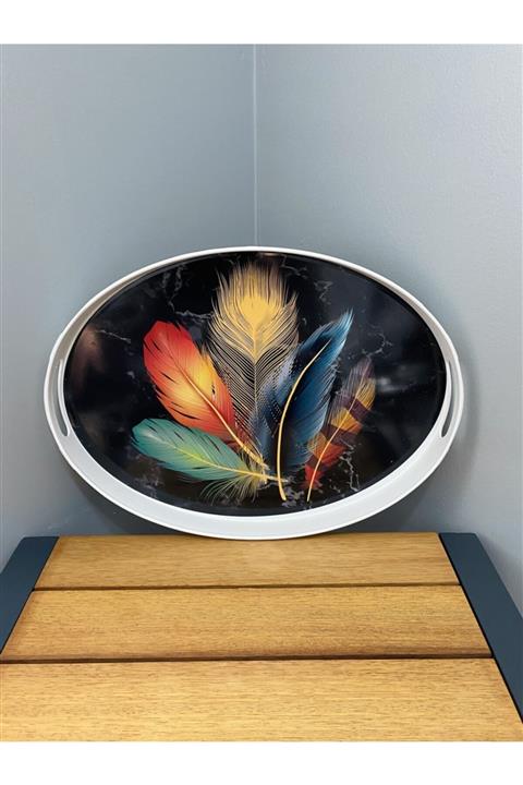 Çavdar Group Lüx Plastik Oval Tepsi Servis Tepsisi Sunum Tepsi Çay Kahve Ikram Tepsi 1 Adet 42*31