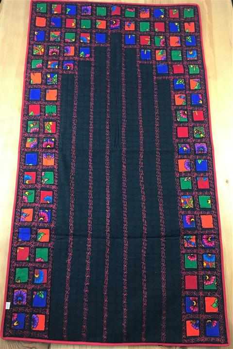 bohemian buldan Home's Siyah Patchwork Işlemeli Naturel Seccade