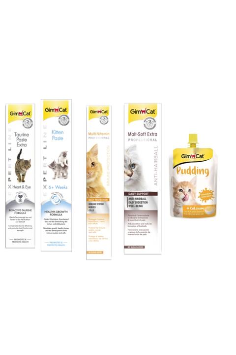 Gimcat Taurine 50gr + Kitten Paste 50gr + Multi Vitamin 100gr Paste + Kedi Macunları + Kedi Pudingi 150 gr
