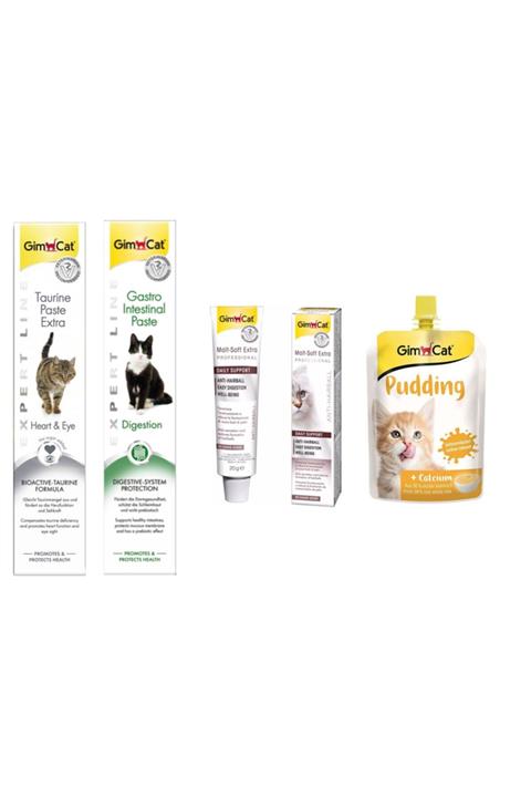 Gimcat Taurine 50 gr + Gastro 50 gr + Anti-hairball 20 gr Kedi Macunları + Kalsiyum Kedi Pudingi 150 gr