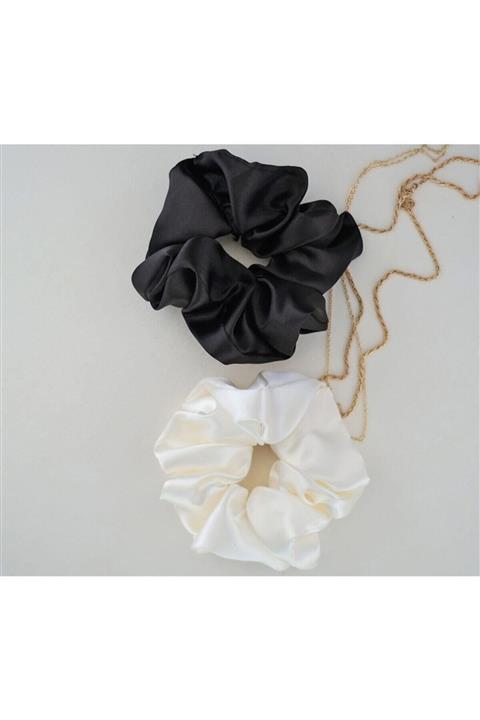 MORJE 2'li Saten Ipeksi Saç Tokası Lastikli Saten Toka