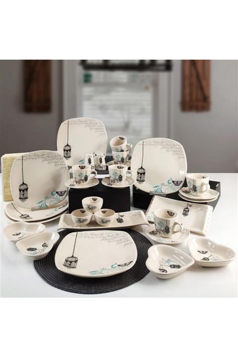 Keramika Retro 29 Parça 6 Kişilik Kahvaltı Takımı