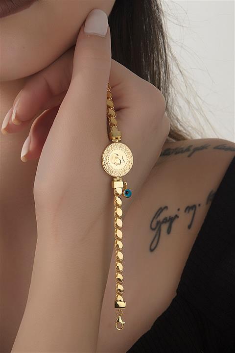 CNR Kadın Sarı Çeyrekli Altın Pullu Bileklik