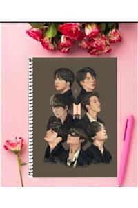 AYAŞLI KIRTASİYE Bts Defter 1 Adet Özel Tasarım A5 Boyutu Telli Çizgisiz Defter 15x21 Cm