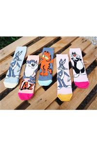 Black Arden Socks Çizgi Film Karakterli Kız Çocuk Soket Çorap