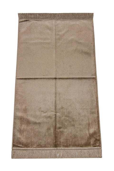 İhvan Lüks Düz Desensiz Kadife Velür Seccade Açık Kahve