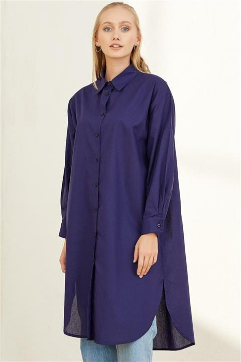 Ceylan Otantik Lacivert Uzun Gömlek