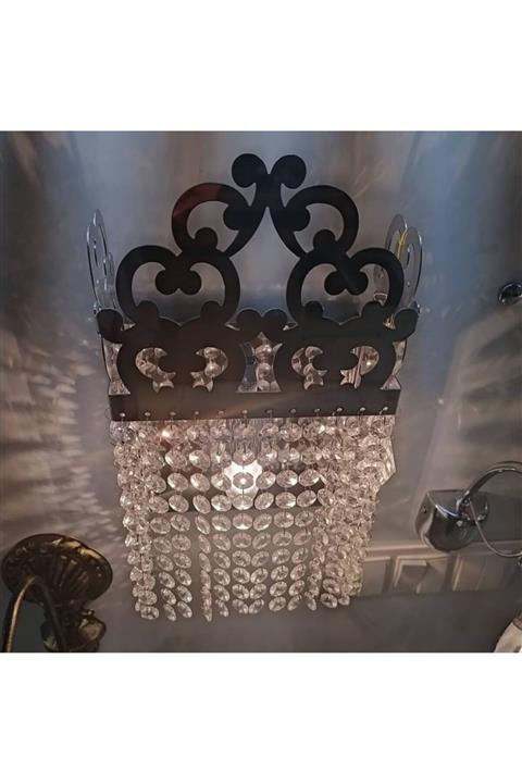 gaziantepavize Dantel Işlemeli Oktagon Taşlı Silver Aplik