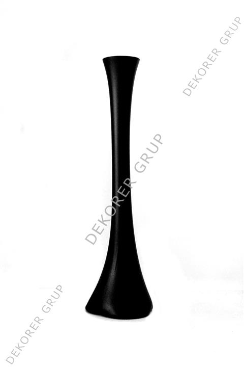 DEKORER 60 Cm Fil Ayağı Cam Vazo Mat Siyah Renk