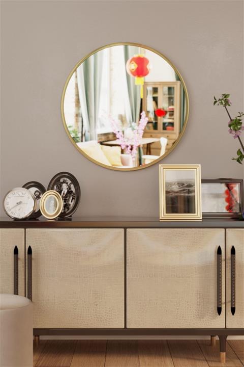 incimetal Inci Metal Design 80 Cm Gold Yuvarlak Ayna